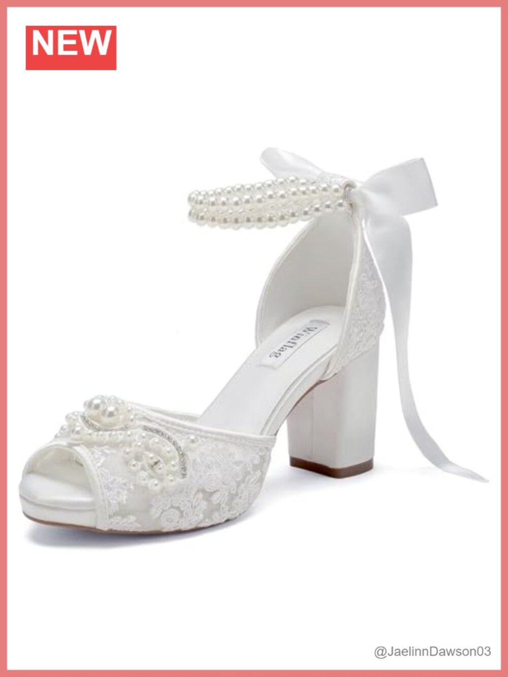 Lace Pearl Wedding Shoes High Heel Peep Toe Bridal Platform Heels